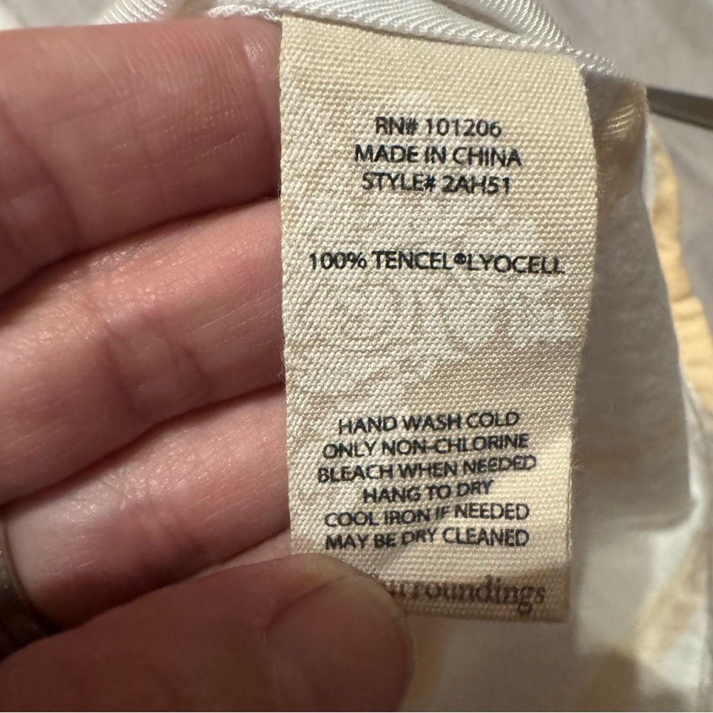 Soft Surroundings Striped Tunic Top Large Yellow Cream Asymmetrical Button - Picture 8 of 8